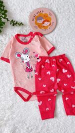 سه تیکه دخترانه ( بادی استین کوتاه+ شلوار+ جلو دکمه  ) - Image 4