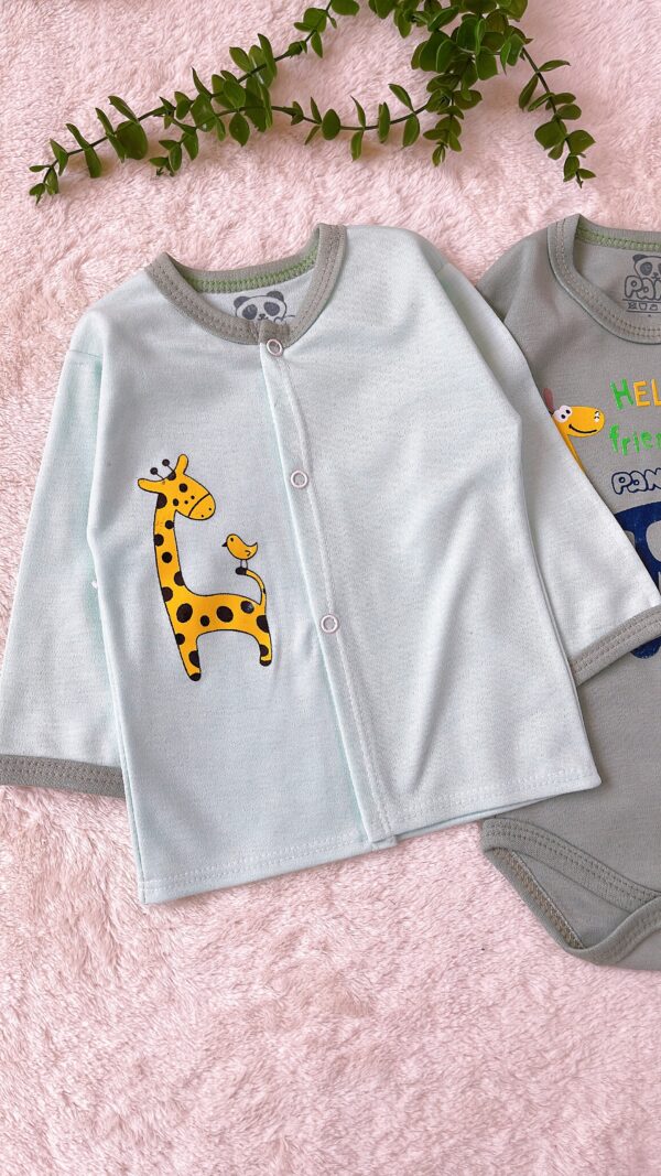 سه تیکه (جلو دکمه+شلوار+ بادی استین کوتاه) - Image 5