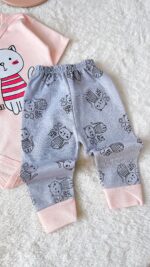 سه تیکه دخترانه (  بادی استین کوتاه+شلوار+ جلو دکمه  ) - Image 4