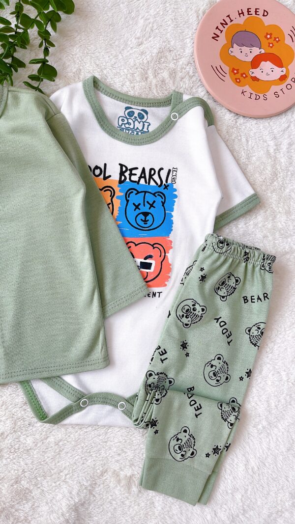 سه تیکه ( بادی استین کوتاه+شلوار+ جلو دکمه) - Image 4